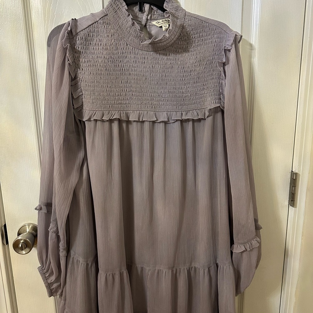 Miss Selfridge Purplish Gray Smocked Blouse
